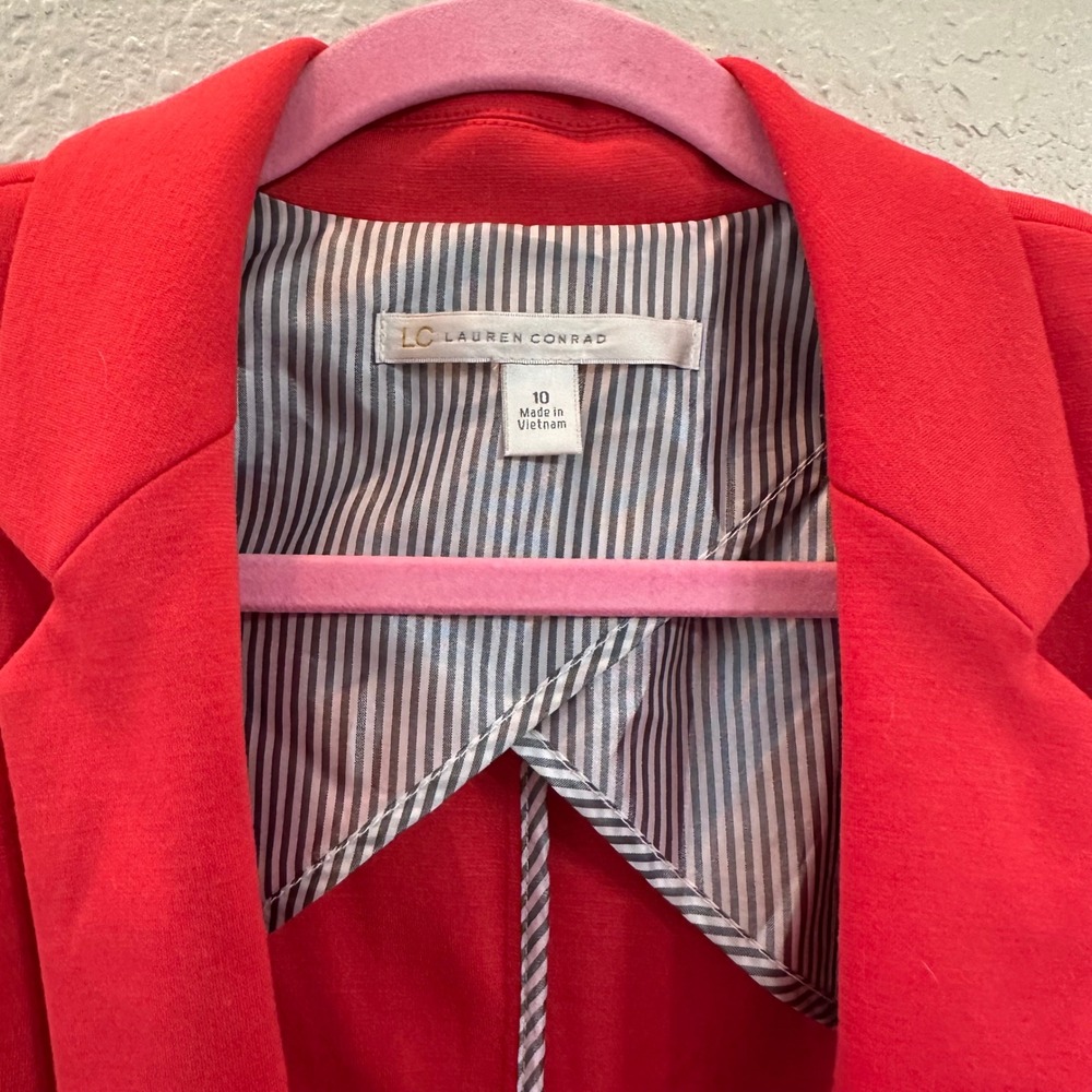 Lauren Conrad Double Breasted 3/4‎ Sleeve Blazer Red Jacket Suit Women's 10 - Picture 3 of 6